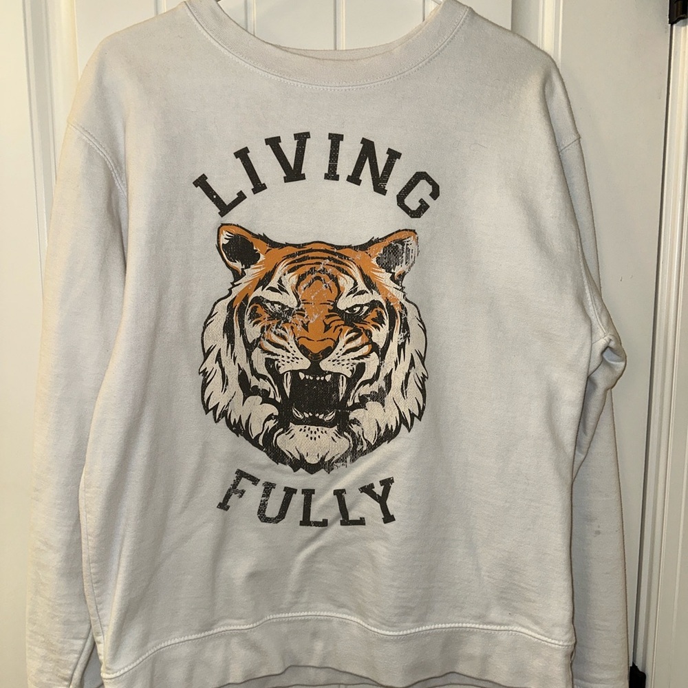 Living fully Original White Tiger Sweatshirt